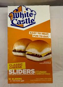 lot 134 image: 1x 16 White Castle Cheese Sliders(8-2Packs)