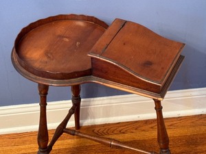 lot 8 image: Vintage Mahogany Pedestal Table with Storage Box  Vintage Smoking Table