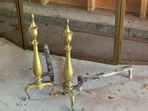 lot 61 image: Fireplace Screen and Pair of Andirons