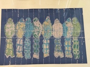 lot 27A image: Vintage Framed Batik Parrot Print
