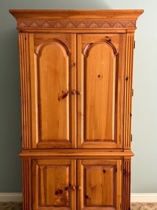 lot 42 image: Pine Armoir Cabinet