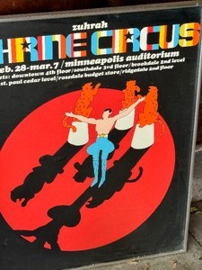 lot 14 image: Vintage Framed Zuhrah Shrine Circus Poster