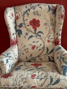 lot 18A image: Vintage Upholstered High Back Arm Chair