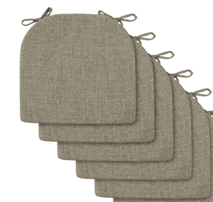 lot 317 image: downluxe Indoor Chair Cushions for Dining Chairs, Soft and Comfortable Textured Memory Foam Kitchen Chair Pads with Ties and Non-Slip Backing, 16 x 16 x 2, Khaki, 5 Pack