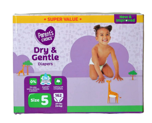 lot 443 image: Dry & Gentle Diapers Size 5 - Super Value 162 Count