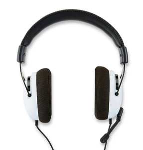 lot 446 image: onn. PlayStation Wired Video Game Headset with 3.5mm Connector, Flip-to-Mute Mic, Lightweight Steel and 40mm Speakers - Black and White