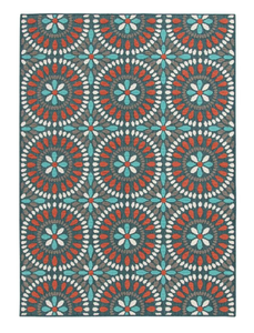 lot 447 image: Mainstays 5 x 7 Multi Medallion Polypropylene Outdoor Area Rug