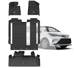 lot 448 image: 3W Floor Mats&Cargo Liner Fit Toyota Sienna 2021-2024(Only for 8 Seat), TPE All Weather Custom Fit Floor Liner for Sienna 1st, 2nd and 3rd Row and Trunk, Black