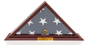 lot 455 image: DECOMIL 5x9 American Veteran Burial Flag Display Case, Solid Wood, Cherry Finish