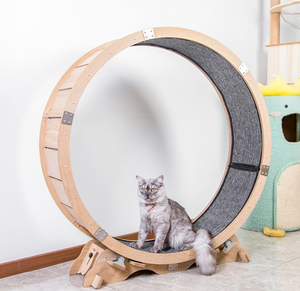 lot 61 image: Cat Wheel Exerciser for Indoor Cats,Large Wood Cat Exercise Wheel with Upgraded Design