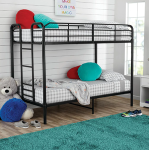 lot 66 image: Your Zone Kids Metal Twin over Twin Quad Bunk Bed with Ladder and Guardrails