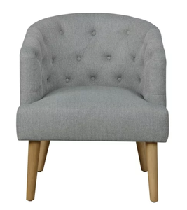 lot 74 image: Better Homes & Gardens Barrel Accent Chair, Gray, Linen Fabric Upholstery