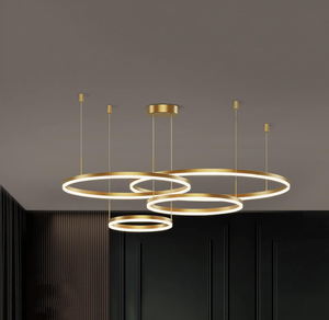 lot 96 image: LightInTheBox Gold Ring Chandelier, LED Circle Geometric Pendant Light Dimmable Gold Ceiling Light