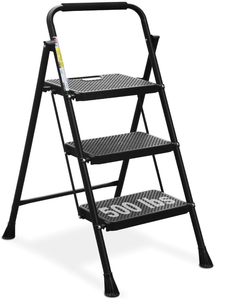 lot 126 image: HBTower 3 Step Ladder, Folding Step Stool with Wide Anti-Slip Pedal