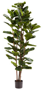 lot 151 image: Pure Garden Artificial Fiddle Leaf Fig Tree Plant with Pot and Natural Feel Leaves for Home or Office Decor