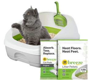 lot 347 image: Purina Tidy Cats Breeze Starter Kit Cat Litter Box Made Easy Kitty Litter Box, Pellets, Scoop & Pads