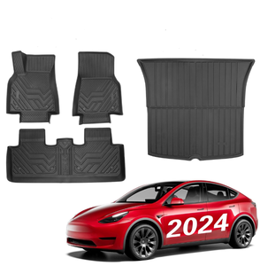 lot 399 image: 4PCS BASENOR Tesla Model Y Floor Mat TPE Full Set Mats Heavy Duty All-Weather