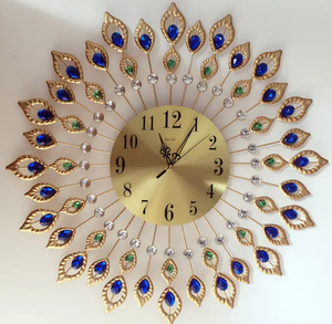 lot 221 image: Luxury Peacock Large Wall Clock Modern Green Yellow
