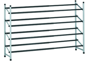 lot 228 image: Mainstays 4-Tier Shoe Rack Black Rod, Steel Powder Coating Silver
