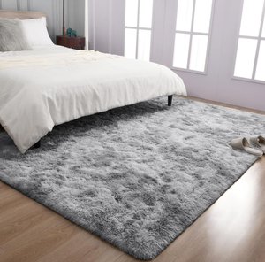lot 403 image: TWINNIS Large Shag Area Rugs for Living Room Bedroom, Tie-Dye Light Grey Indoor Super Soft Fuzzy Plush Rugs, Upgrade Anti-Skid Modern Rugs