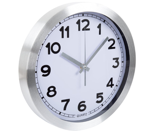 lot 404 image: LOT OF 4 Everyday Home Brushed Aluminum Wall Clock, Silver,