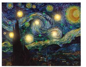 lot 411 image: Lavish Home LED Lighted Vincent van Gogh Starry Night Canvas Wall Art