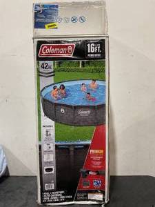 lot 46 image: Coleman Power Steel Round Metal Frame Above Ground Pool Set