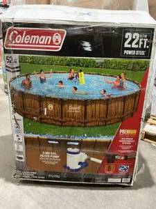 lot 63 image: Coleman Power Steel Round Metal Frame Above Ground Pool Set