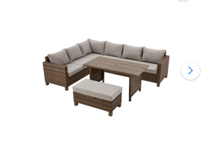 lot 64 image: 4PCS Better Homes & Gardens Brookbury Wicker Outdoor Patio Sectional Dining Set