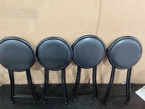 lot 300 image: LOT OF 4 Black Stool Chairs