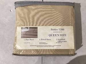 lot 416 image: Lavish Home Brushed Microfiber Bed Linens 1200 4-Piece Sheet Set, Queen, Tan