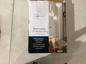 lot 444 image: Mainstays Floor Lamp with Reading Light, White