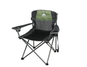 lot 580 image: Ozark Trail Big and Tall Chair with Cup Holders, Green for Outdoor
