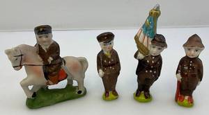 lot 4 image: Vintage Bisque CharlottePenny Doll WWI Soldiers Unmarked Japan