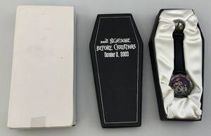 lot 157 image: Vintage Tim Burton Nightmare Before Christmas Wrist Watch In New In Original Box (Coffin)