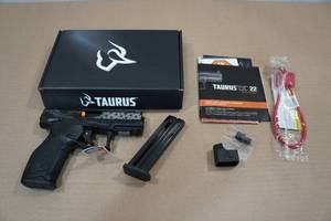 lot 1J image: NEW Taurus TX22 .22 LR Semi-Auto Pistol - Flag Engraving on Slide