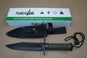 lot 16 image: Survivor 12 Carbon Steel Knife with Sheath