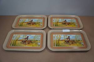 lot 38 image: Set of 4 Vintage 1950s Metal Serving Trays