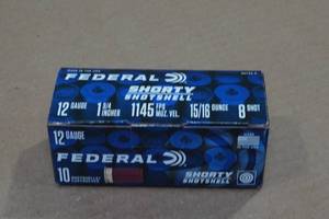 lot 157 image: 10 Federal Shorty 12 Gauge 1-34 8 Shot Shotshells