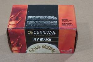 lot 168 image: 500 Federal Gold Medal HV Match .22 LR 40 Gr Solid Ammo