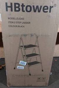 lot 29 image: HBTower 3-Step Ladder Model ZL0203, Black