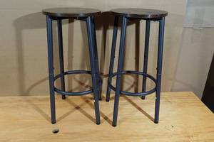 lot 128 image: 2 25 Bar Stools -Rustic Brown
