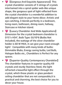 lot 15 image: Crystop Luxury 6-Light Spiral Raindrop Crystal Chandelier