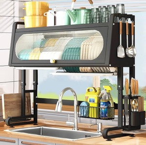 lot 38 image: Wercome 3-Tier Metal Over the Sink Dish Drying Rack, Matte Black