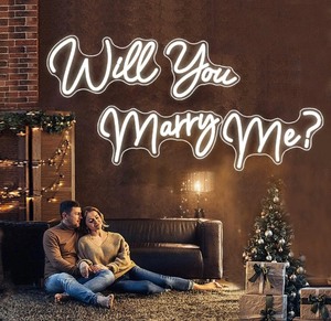 lot 54 image: Large Neon Sign Wall Art Will You Marry Me