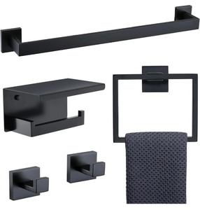 lot 89 image: TNOMS 5-Piece Bathroom Hardware Set -Black