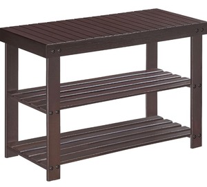 lot 52 image: Songmics Entryway Bamboo Shoe Storage Organizer Bench -Brown