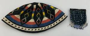 lot 82 image: Vintage Handmade Crochet Lebanon Yarmulke & More