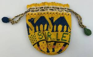 lot 84 image: Vintage Handmade Crochet SVR Lebanon Draw String Bag