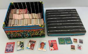 lot 87 image: Vintage Handmade Baseball Card Box With Misc. Baseball Cards & More (Mostly Baseball)